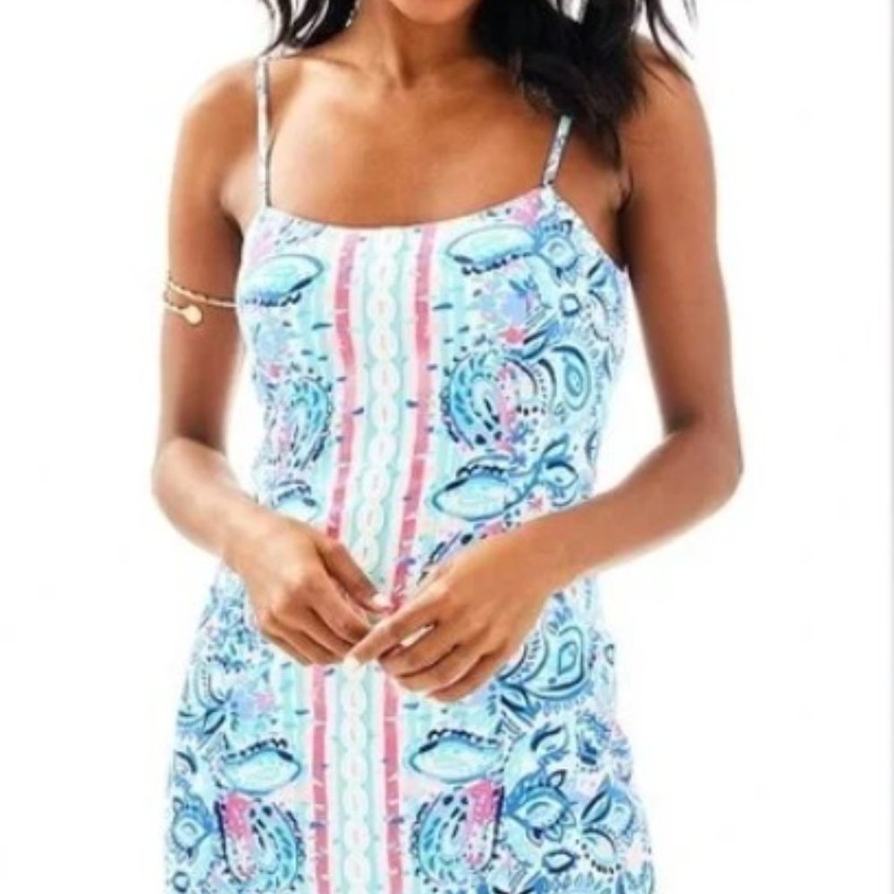 Lilly Pulitzer Shelli Stretch Strappy Dress; Blue/Pink Mini Dress; Size 0